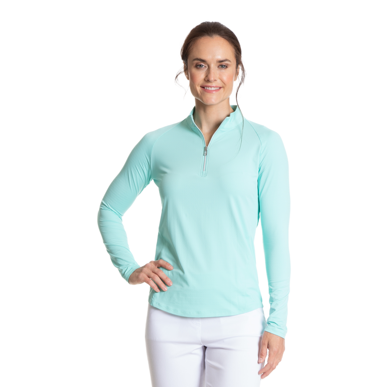 Solid Seafoam Cooling Quarter Zip Pull Over